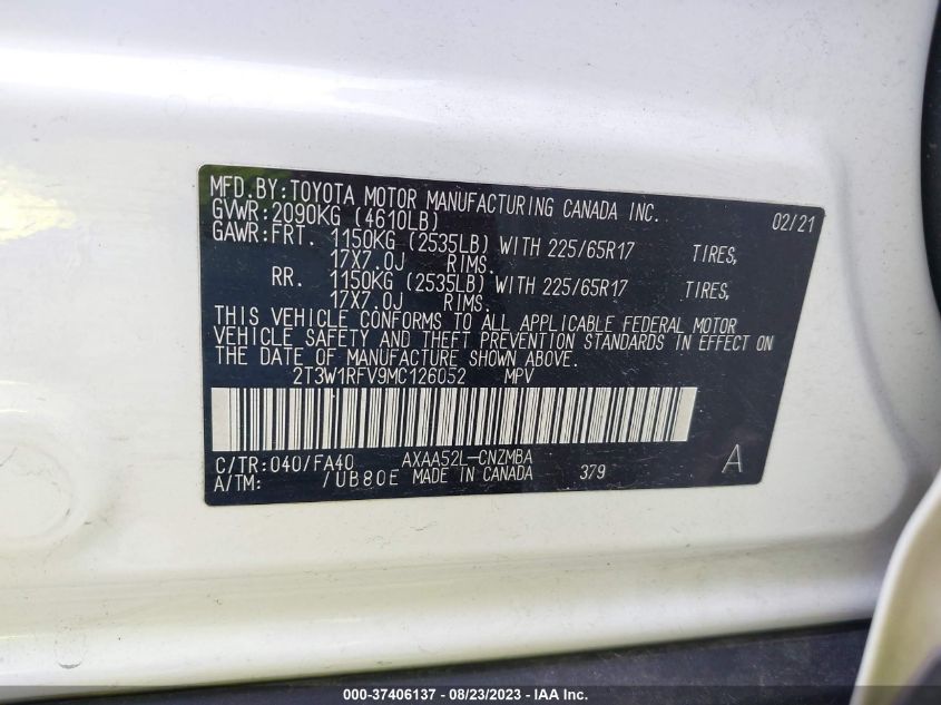 2021 TOYOTA RAV4 XLE - 2T3W1RFV9MC126052
