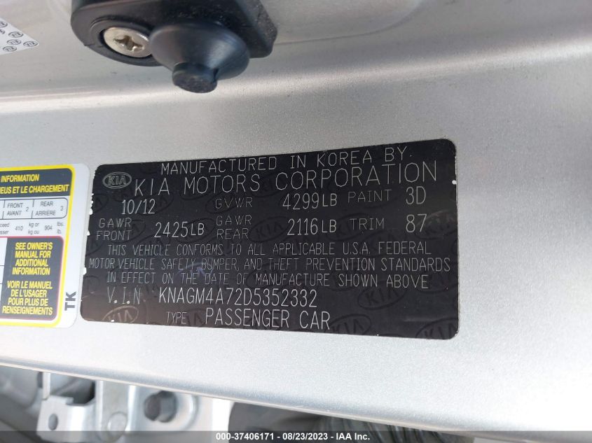 2013 KIA OPTIMA LX - KNAGM4A72D5352332