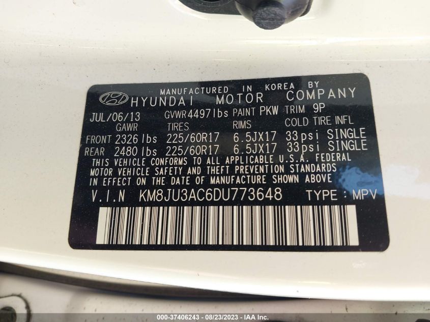 2013 HYUNDAI TUCSON GLS - KM8JU3AC6DU773648