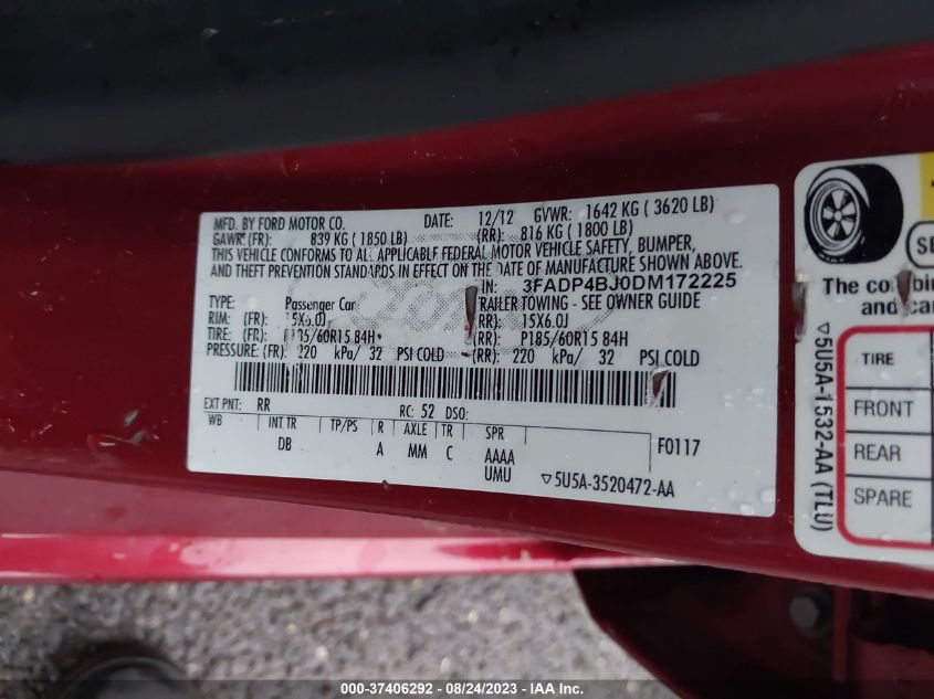 2013 FORD FIESTA SE - 3FADP4BJ0DM172225