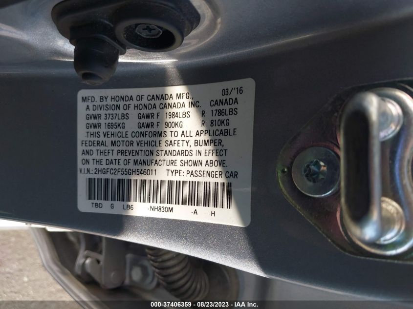2016 HONDA CIVIC SEDAN LX - 2HGFC2F55GH546011