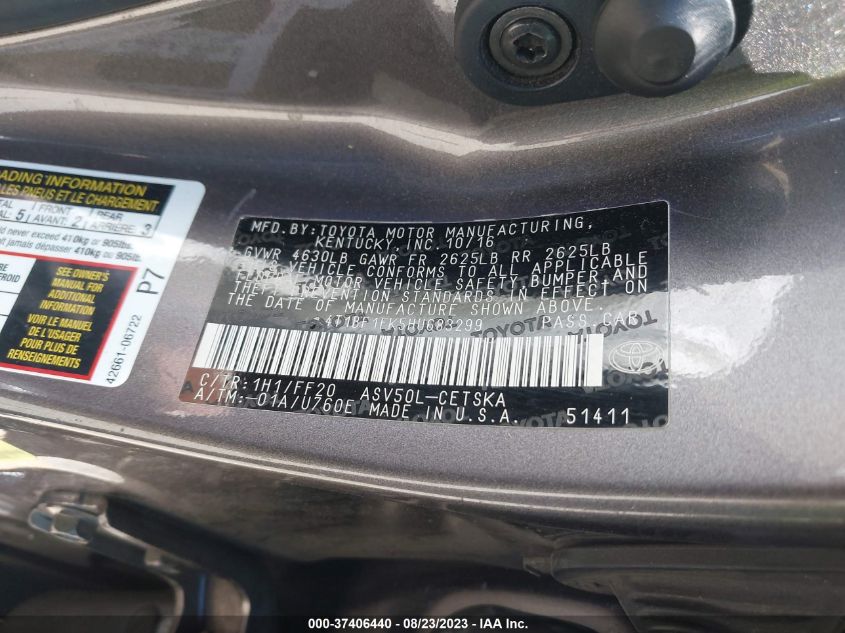 2017 TOYOTA CAMRY XLE/SE/LE/XSE - 4T1BF1FK5HU683299