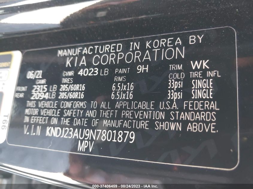 2022 KIA SOUL LX - KNDJ23AU9N7801879