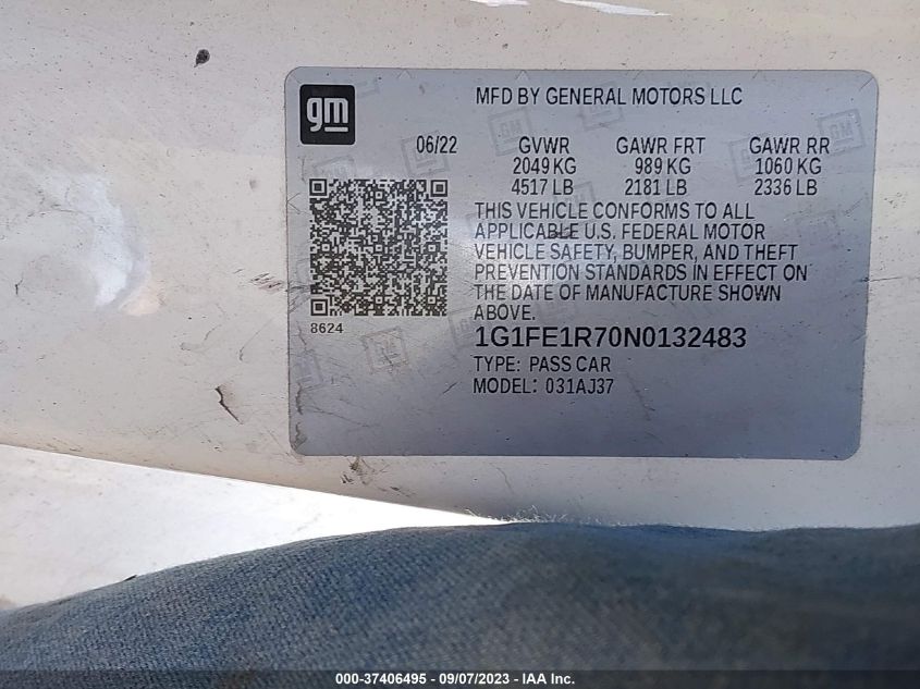 2022 CHEVROLET CAMARO LT1/SS - 1G1FE1R70N0132483
