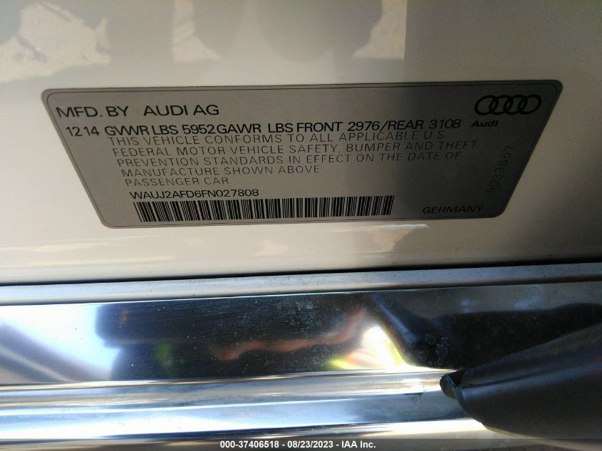 2015 AUDI A8 4.0T WAUJ2AFD6FN027808