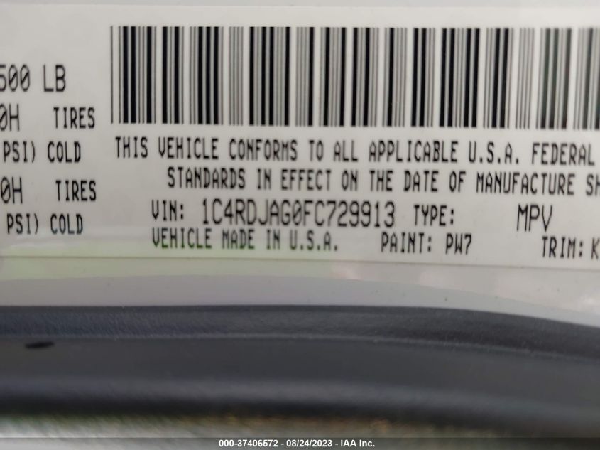 2015 DODGE DURANGO SXT - 1C4RDJAG0FC729913