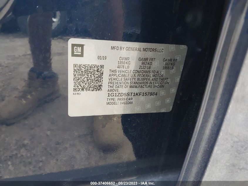 2019 CHEVROLET MALIBU LT - 1G1ZD5ST1KF157884