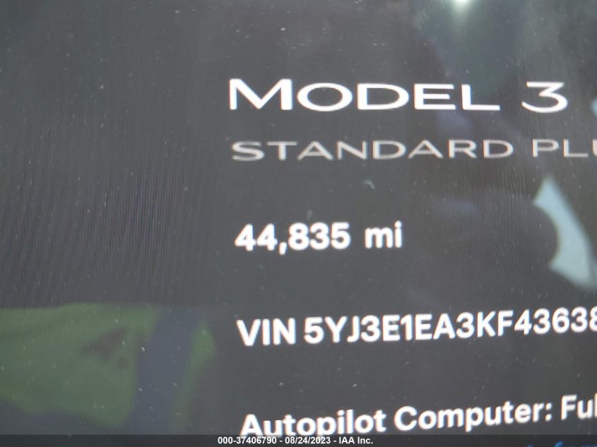 2019 TESLA MODEL 3 RANGE - 5YJ3E1EA3KF436383