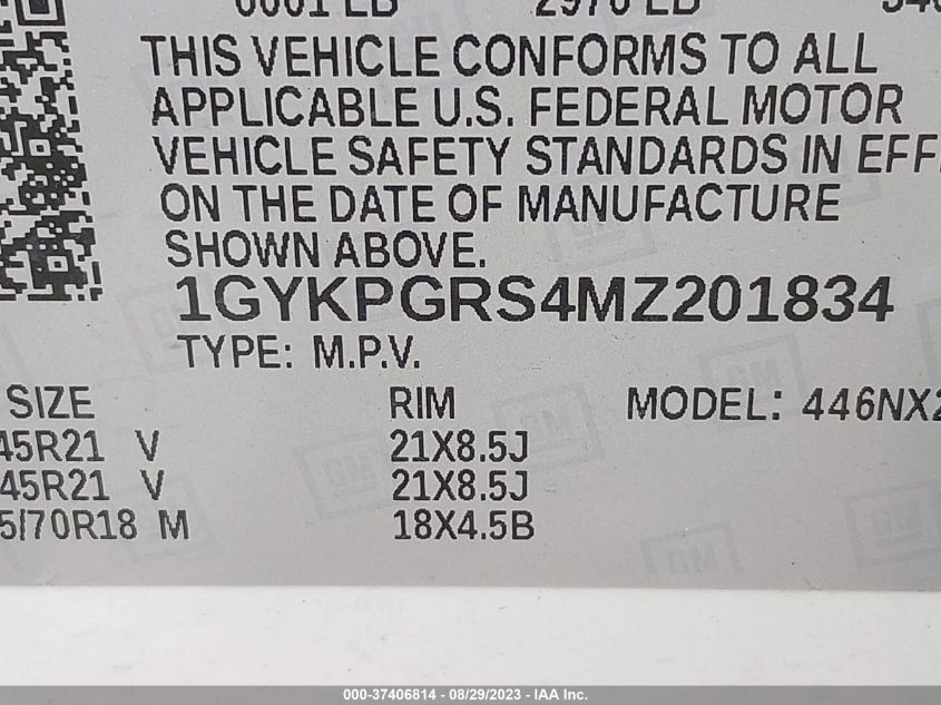 2021 CADILLAC XT6 SPORT 1GYKPGRS4MZ201834