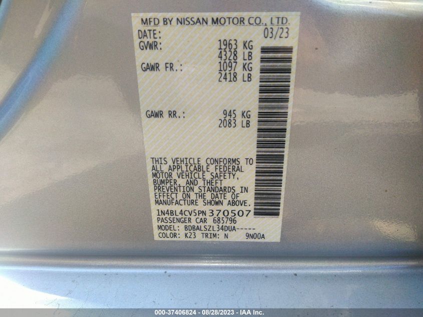 2023 NISSAN ALTIMA 2.5 SR - 1N4BL4CV5PN370507