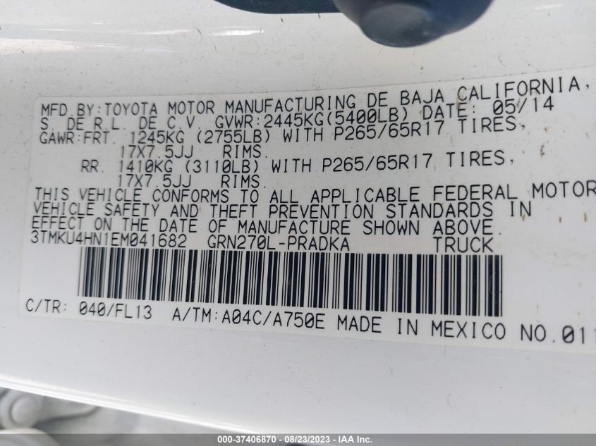 2014 TOYOTA TACOMA PRERUNNER - 3TMKU4HN1EM041682
