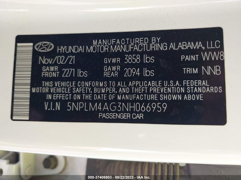 5NPLM4AG3NH066959 Hyundai Elantra SEL 9