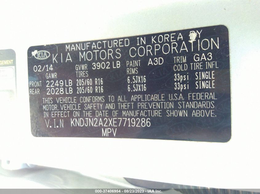 2014 KIA SOUL BASE - KNDJN2A2XE7719286