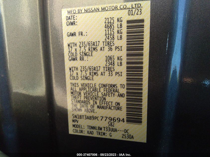 2023 NISSAN ROGUE S - 5N1BT3AB9PC779694
