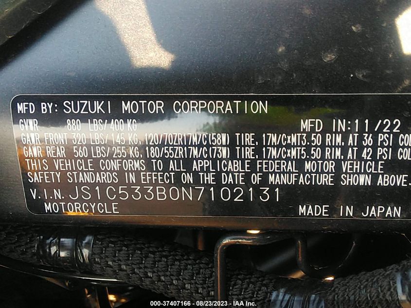 2022 SUZUKI GSX-S750 M/Z JS1C533B0N7102131
