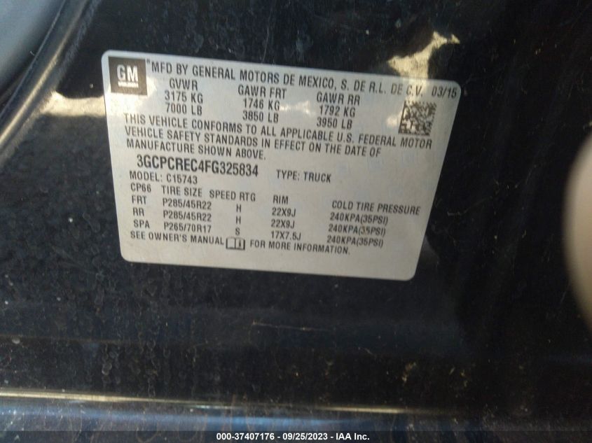 2015 CHEVROLET SILVERADO 1500 LT - 3GCPCREC4FG325834
