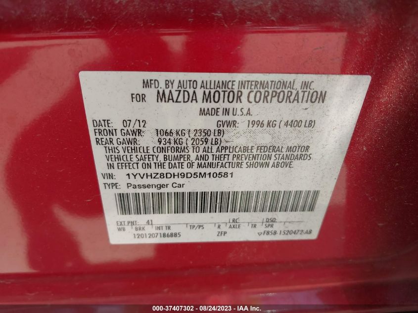 2013 MAZDA MAZDA6 I TOURING - 1YVHZ8DH9D5M10581