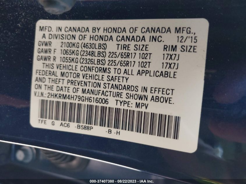2016 HONDA CR-V EX-L - 2HKRM4H79GH616006