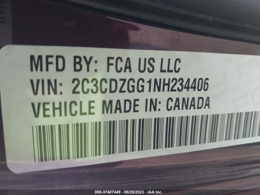 2022 DODGE CHALLENGER SXT - 2C3CDZGG1NH234406