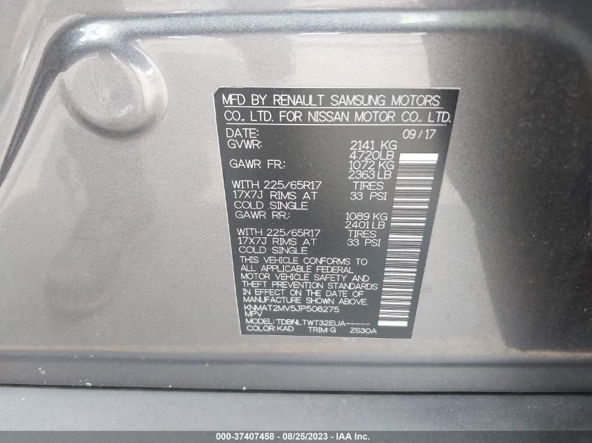 2018 NISSAN ROGUE SV - KNMAT2MV5JP508275