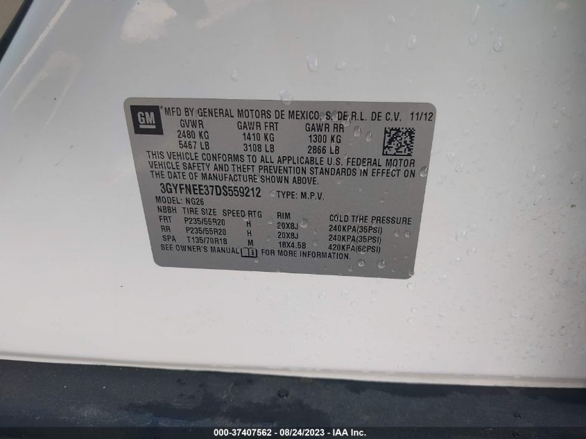 2013 CADILLAC SRX PREMIUM COLLECTION - 3GYFNEE37DS559212