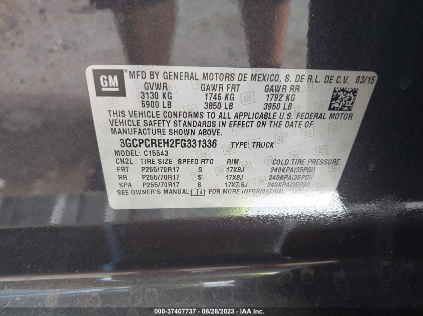 2015 CHEVROLET SILVERADO 1500 LT - 3GCPCREH2FG331336