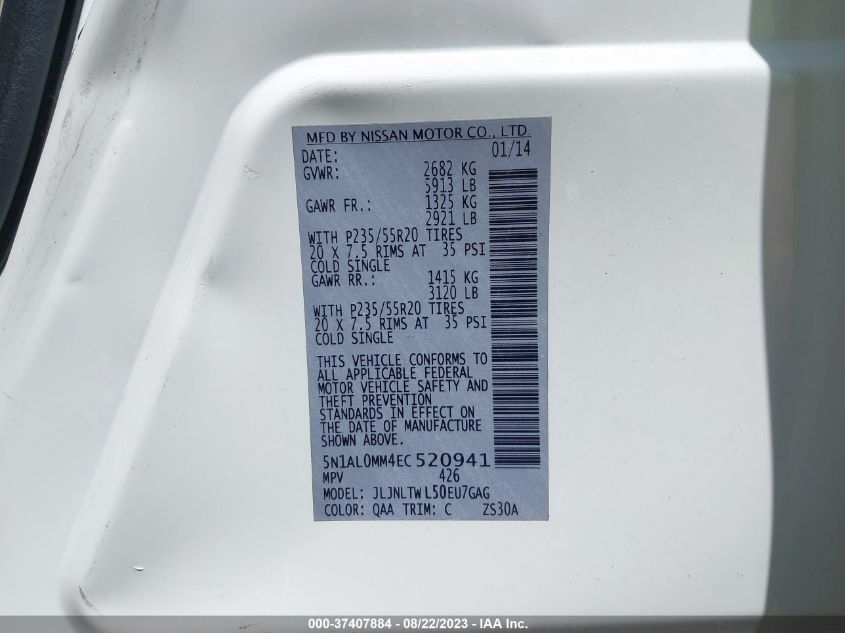 2014 INFINITI QX60 - 5N1AL0MM4EC520941