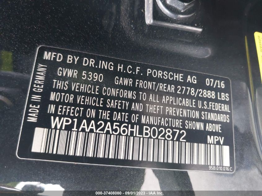 2017 PORSCHE MACAN - WP1AA2A56HLB02872