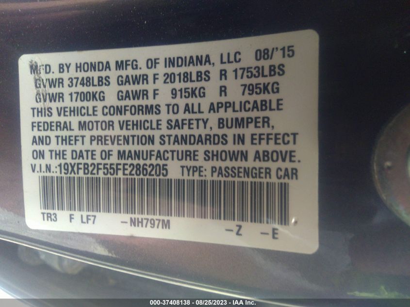2015 HONDA CIVIC SEDAN LX - 19XFB2F55FE286205