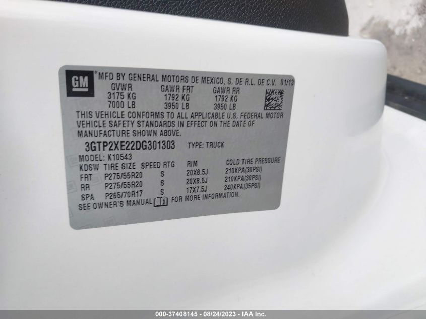 2013 GMC SIERRA 1500 DENALI - 3GTP2XE22DG301303