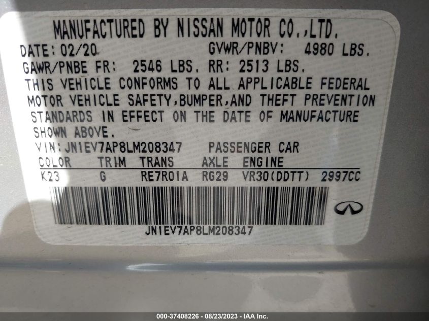2020 INFINITI Q50 3.0T LUXE - JN1EV7AP8LM208347