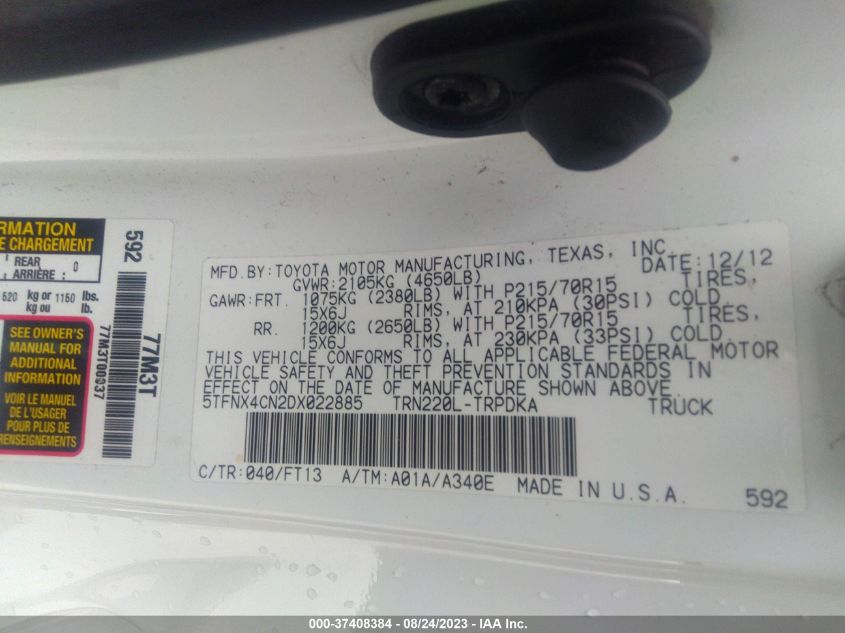 2013 TOYOTA TACOMA - 5TFNX4CN2DX022885
