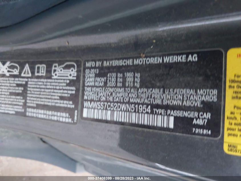 2013 MINI COOPER PACEMAN S ALL4 WMWSS7C52DWN51954