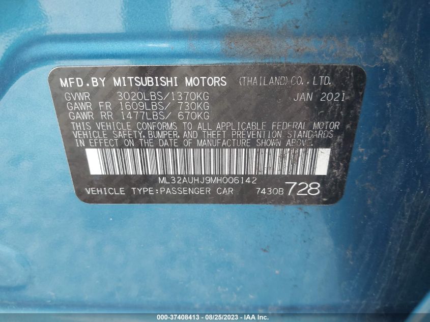 2021 MITSUBISHI MIRAGE ES/LE/CARBONITE EDITION - ML32AUHJ9MH006142