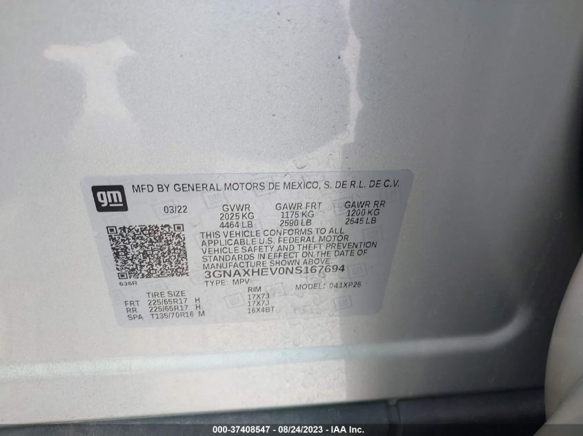 2022 CHEVROLET EQUINOX LS - 3GNAXHEV0NS167694