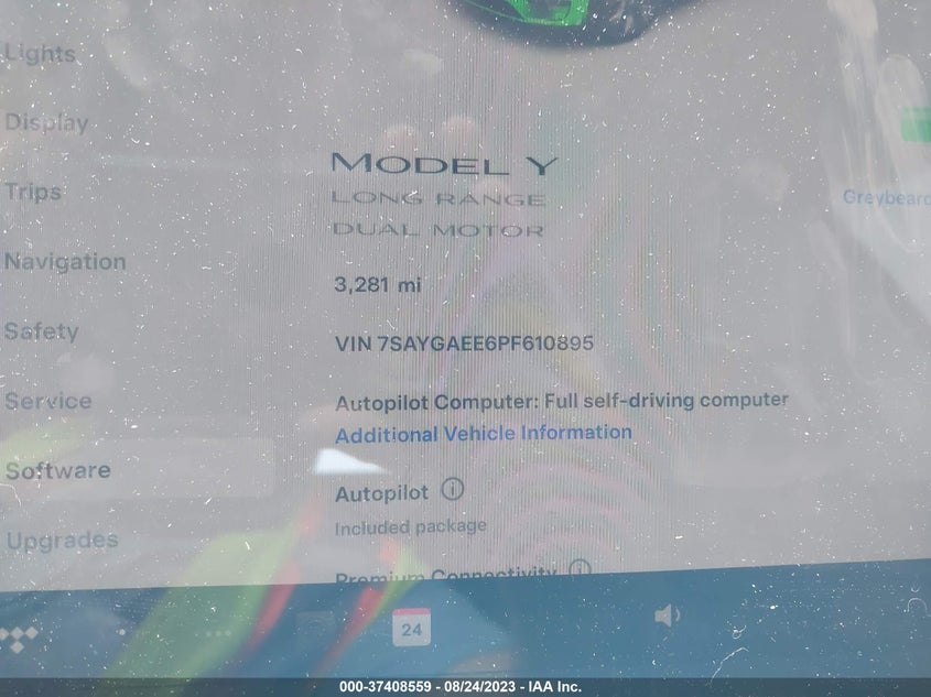 VIN 7SAYGAEE6PF610895 2023 TESLA MODEL Y LONG RANGE