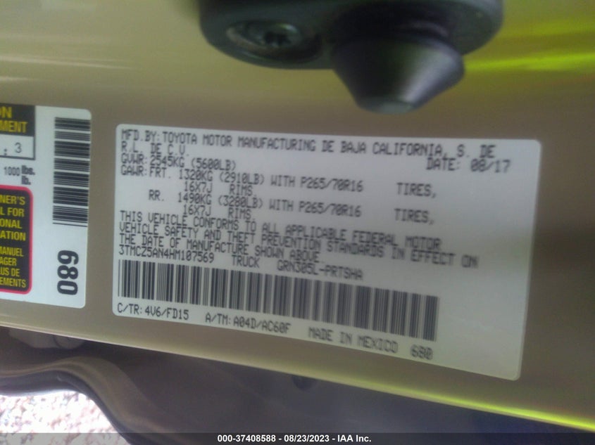 VIN 3TMCZ5AN4HM107569 2017 TOYOTA TACOMA SR5/TRD SPORT
