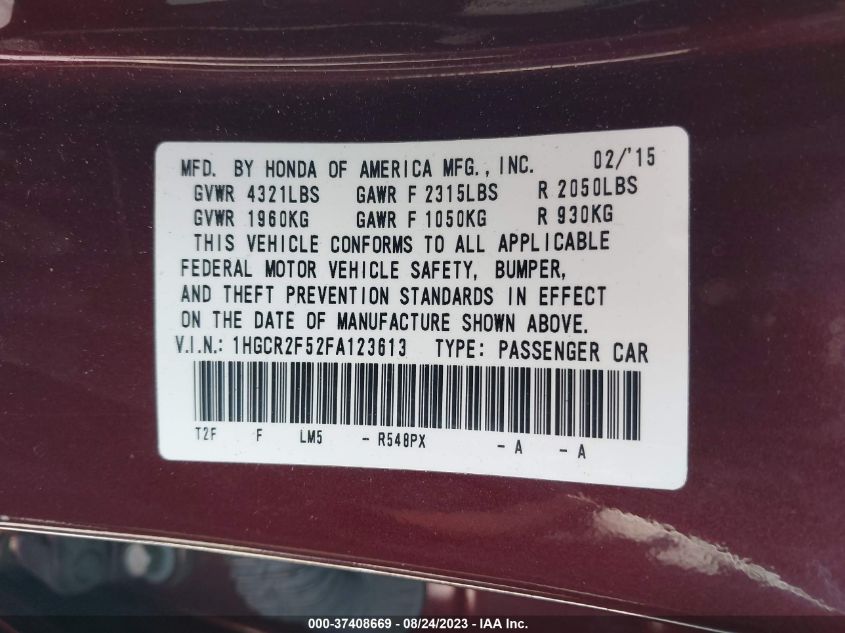 2015 HONDA ACCORD SEDAN SPORT - 1HGCR2F52FA123613