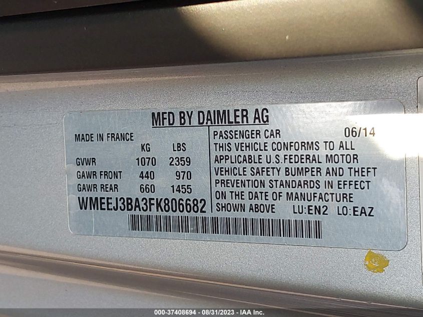 2015 SMART FORTWO PASSION/PURE - WMEEJ3BA3FK806682