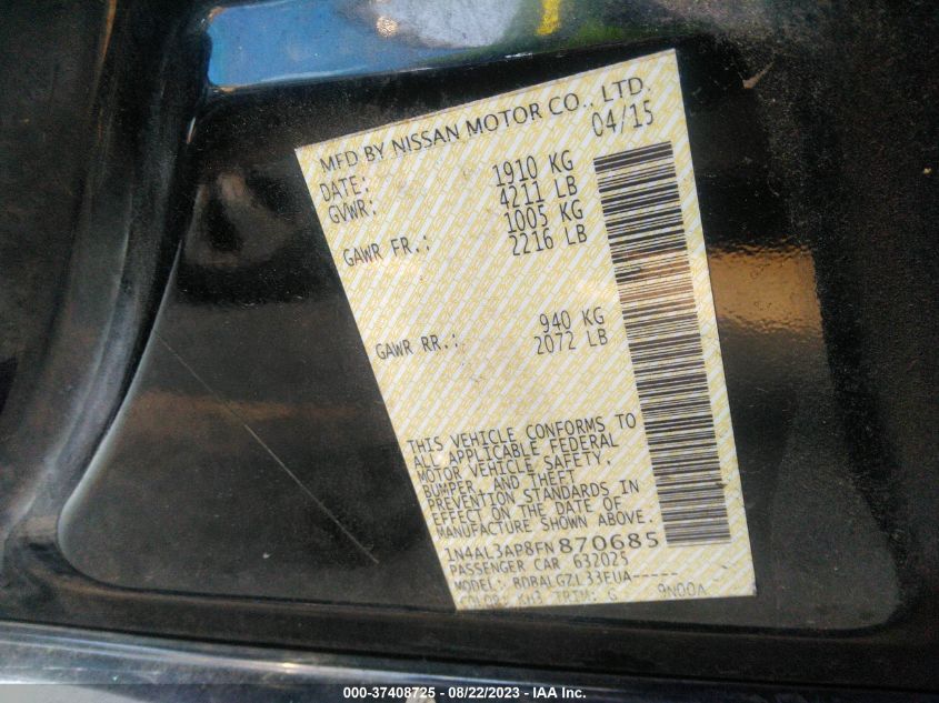2015 NISSAN ALTIMA 2.5 - 1N4AL3AP8FN870685