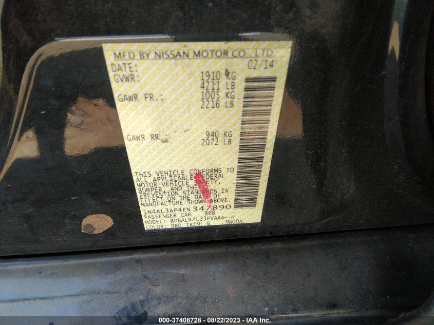 2014 NISSAN ALTIMA 2.5 S - 1N4AL3AP4EN347890