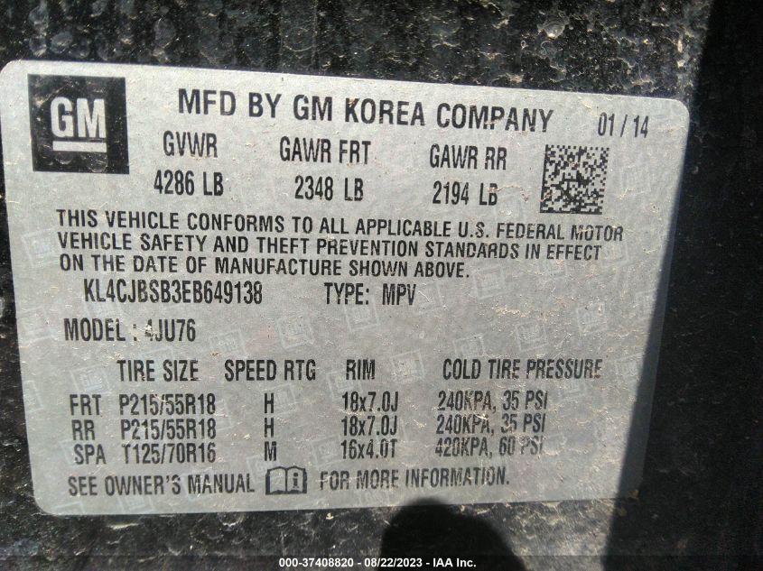 2014 BUICK ENCORE CONVENIENCE - KL4CJBSB3EB649138