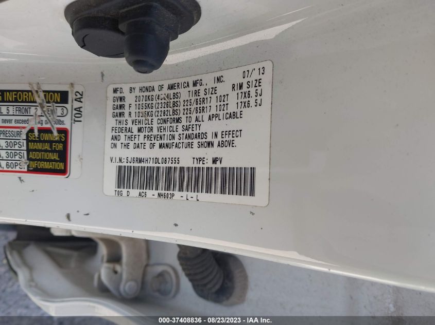 2013 HONDA CR-V EX-L - 5J6RM4H71D1087555