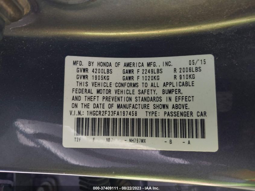 2015 HONDA ACCORD SEDAN LX - 1HGCR2F33FA197458