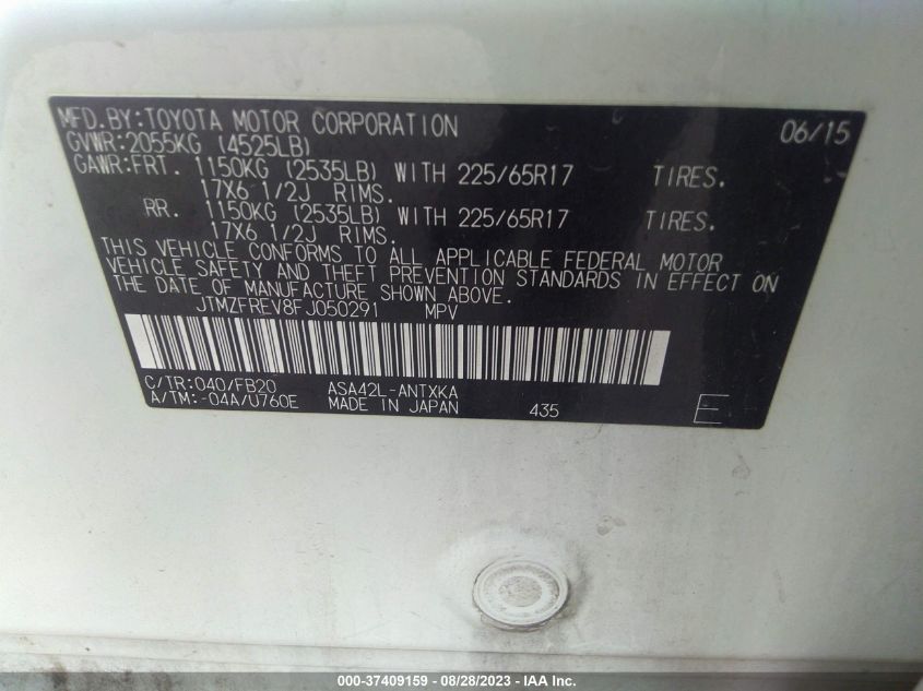 2015 TOYOTA RAV4 LE - JTMZFREV8FJ050291