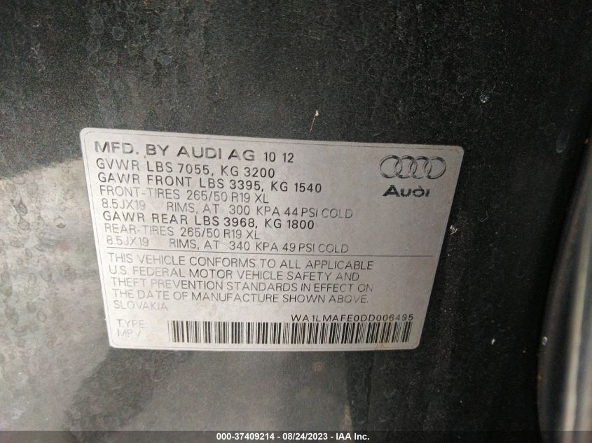 2013 AUDI Q7 3.0L TDI PREMIUM PLUS - WA1LMAFE0DD006495