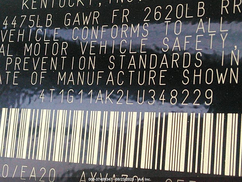 2020 TOYOTA CAMRY SE - 4T1G11AK2LU348229