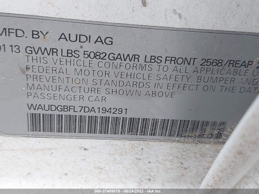 2013 AUDI S4 3.0T PREMIUM PLUS WAUDGBFL7DA194291