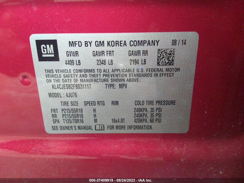 2015 BUICK ENCORE - KL4CJESB2FB031117