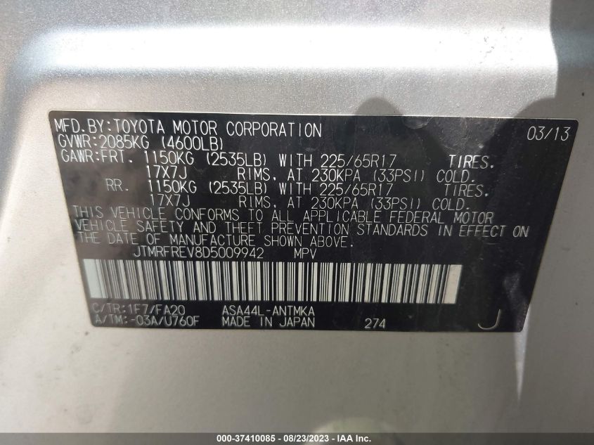 2013 TOYOTA RAV4 XLE - JTMRFREV8D5009942